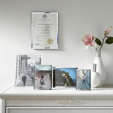 Onmam Company 法蘭水晶纖薄玻璃相框, 1個, 銀色