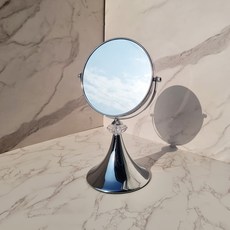 INTODECO 簡約圓形30桌上型放大化妝鏡, 銀色金屬