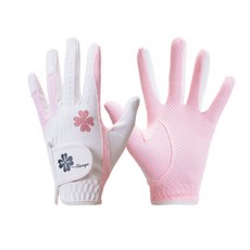 Tianyu 女款矽膠防滑高爾夫手套 雙手用, 白色 + 粉色