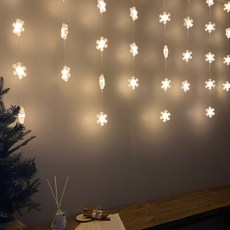 LED立體雪花暖色燈串 90燈+優質電源插頭, 暖黃光