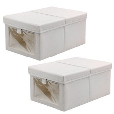 HANEE 透明窗布藝收納整理盒 附蓋款 25 x 34 x 16 cm, 淺灰色, 2個