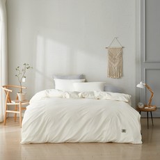 구스앤홈 폴란드 썸머구스 호텔면 내추럴 이불 커버 세트, 화이트(속통류), 그레이(커버류)