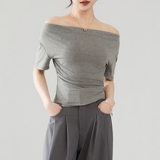 아이엠몽 여성용 오르리 오프숄더 슬림핏 반팔 티셔츠