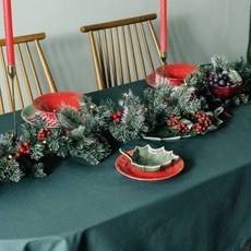 코티지 홀리데이 식탁보, 그린, 6인(270 x 150 cm), 1개