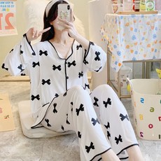 黑色緞帶孕婦居家服上下裝套組