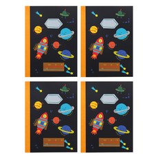 heLLo MORIS 宇宙10格筆記本 小學1-2年級, 4個, 黑色 + 橘色