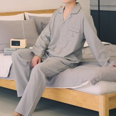 JJiniya 男童格紋長袖睡衣+長褲