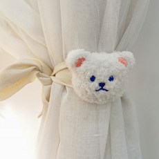 지앤와이 곰돌이 커튼 타이백 82cm, 화이트, 2개