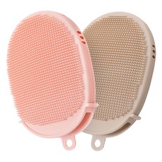 LITTLE CLOUD 嬰兒矽膠沐浴手套 兩件組, Pink+Sand Beige, 1組