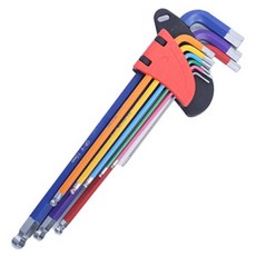 Dr.Tools 多用途工業級鉻釩鋼彩色六角扳手組, 扳手 圓球款 M 9支, 1組