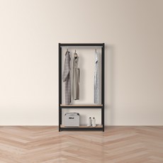 홈던트하우스 선반 1행거 방문설치, 블랙, 3단