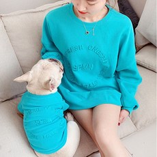 狗狗主人情侶裝 T恤套組, 天藍色