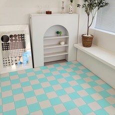 Saenghwaleobgeulyeonguso 混搭組合式拼接地板, 白色 + 薄荷綠, 72個