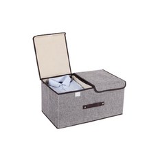 DOSell 布質折疊式多功能格子收納整理箱 大型, 灰色, 1個