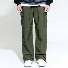 Cramp 男款大尺碼 CRAMP 尼龍寬版工裝褲