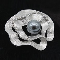 Button King 東大門鈕扣王 高級時尚裝飾黑珍珠胸針 52 x 30 mm