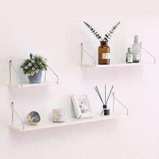 Mabel In Home 室內裝飾鋼木壁掛式層架3件組, 白色, 1層