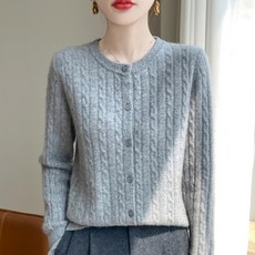 Sonio 女款素色麻花針織開襟衫