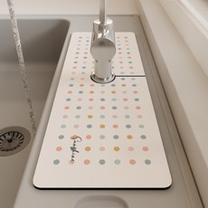 Deisoy 珪藻土可愛圖案水龍頭墊 14 x 60 cm, 1個, 01 粉彩