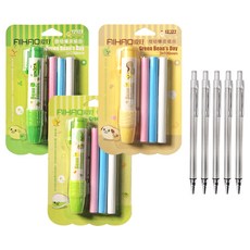 按壓式橡皮擦3入組 + 簡約金屬自動鉛筆5支組, 隨機出貨(橡皮擦組), 1套