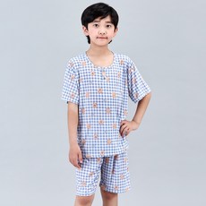 폭스클럽 달콤체크 통기성 냉감 반팔 잠옷 상하의 세트