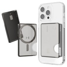 디버스 아이폰 갤럭시 호환 맥세이프 2장 수납 더블 클리어 카드 포켓케이스, 클리어블랙, 1개