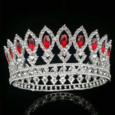 에스텔라 새로운 라운드 크라운 럭셔리 라인 비즈 포인트 셀프웨딩 티아라 XXX001, 실버레드, 1개