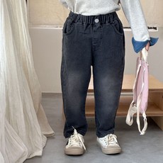 HARAROI 兒童字母印花鬆緊腰牛仔褲