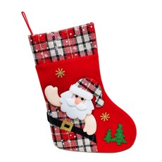 MODACore 摩達客 17吋可愛蘇格蘭紅格紋造型聖誕襪-聖誕老公公款, 紅色, 1個