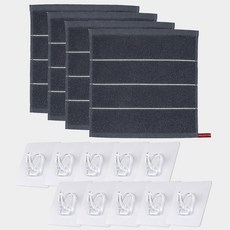 MONACO OLIVE 飯店式條紋擦手巾 4入 + 強力魔術掛鉤 原創款 10入組