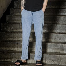 THE GANZI 男士標準版型夏季隱藏式綁帶牛仔褲