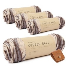 編織棉線 4入+毛線收納軸+皮革標籤組, 57號 Gentle(棉卷), 1個