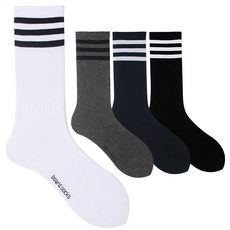 DOBALRO 女款 運動三條線長筒襪 4雙