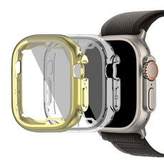 루아르모 애플워치 TPU 액정보호 풀커버 케이스 2p, 골드, 투명