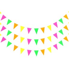PARTYSHOW 螢光派對三角拉旗, 混合色, 3套