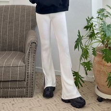 DIAMIGNON 女款丹寧針織刷毛開衩靴型鬆緊帶保暖內搭褲