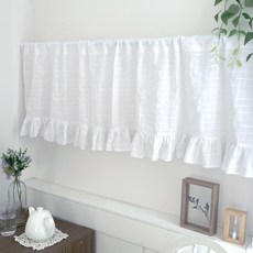 CASA VERDE 格紋荷葉邊短窗簾, 白色