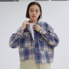 LOVE N SHOW 女用格紋口袋襯衫 LCFDPSH05, 藍色, 1個