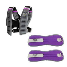 EVERLAST 加重背心 4.5kg + 重量腰帶鐵袋 0.45kg x 2p 套組, 粉色（馬甲）、紫色（鐵袋）