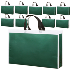 Fancypix 現代不織布袋 購物袋 大型 47 x 36, 10個, 綠色