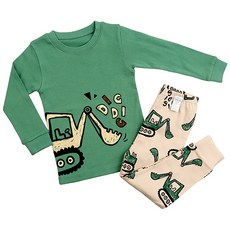 Maykids 童款30支棉挖土機圖案居家長袖長褲套裝