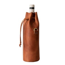 Aroi野餐皮革便攜式酒袋, 1個, 棕色