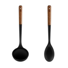 WAGENSTEIGER Flexibel矽膠 2種組, 1套, 黑色, 湯勺 + 料理匙