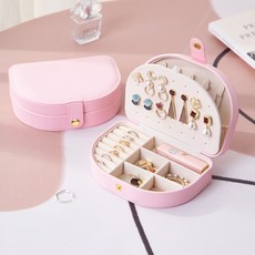 生活共感 2層珠寶項鍊飾品收納盒, 粉紅色, 1個