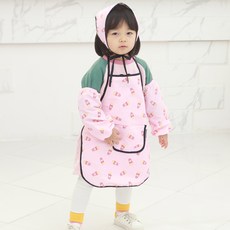 bebe chouette 孩童圖案印花棉質防水圍裙+袖套