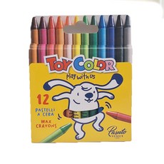 義大利 TOY COLOR 12色無毒安全油蠟筆, 兒童安全無毒蠟筆，色彩鮮豔，筆觸滑順，1入, 12色