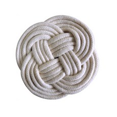 麻繩編織花朵造型居家裝飾餐墊, 白色