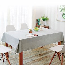 KHOME 亞麻桌布, 淺灰, 12人(130*280cm)