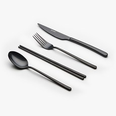 EASTMARK 單人餐具4件組, 復古黑, 餐匙 + 筷子 + 餐叉 + 餐刀, 1套