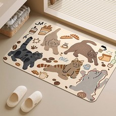 JLIFE Tomboy 貓咪珪藻土腳踏墊, 象牙白